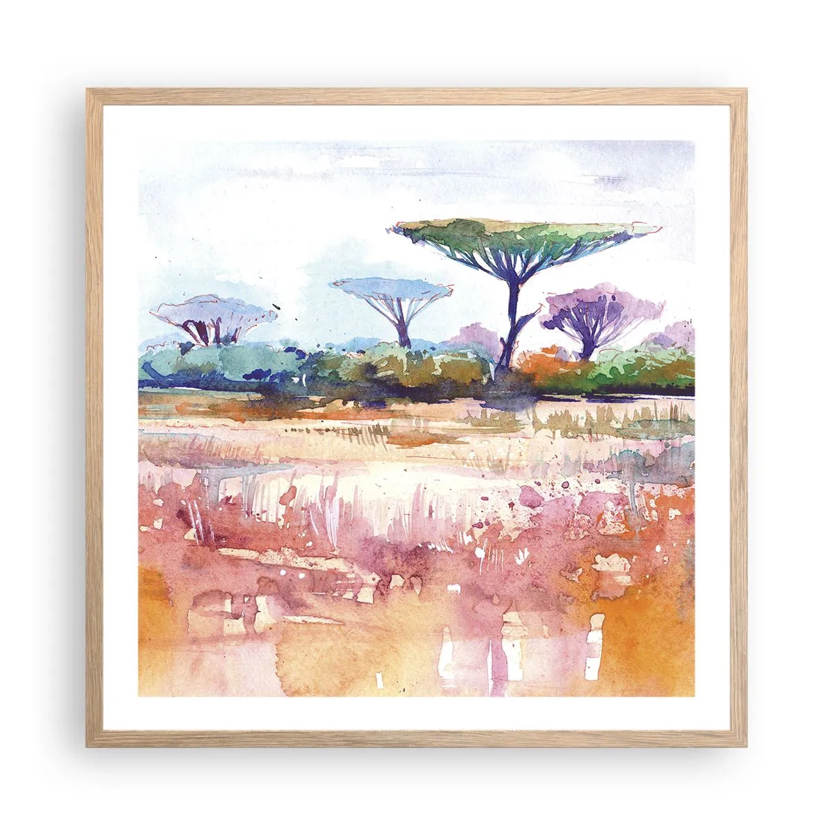 Affisch i ram av ljusek - Savannens färg - 60x60 cm