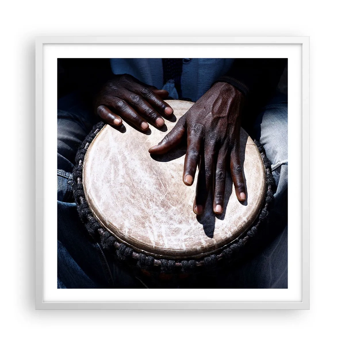 Affisch i vit ram - Lev efter din rytm - 60x60 cm