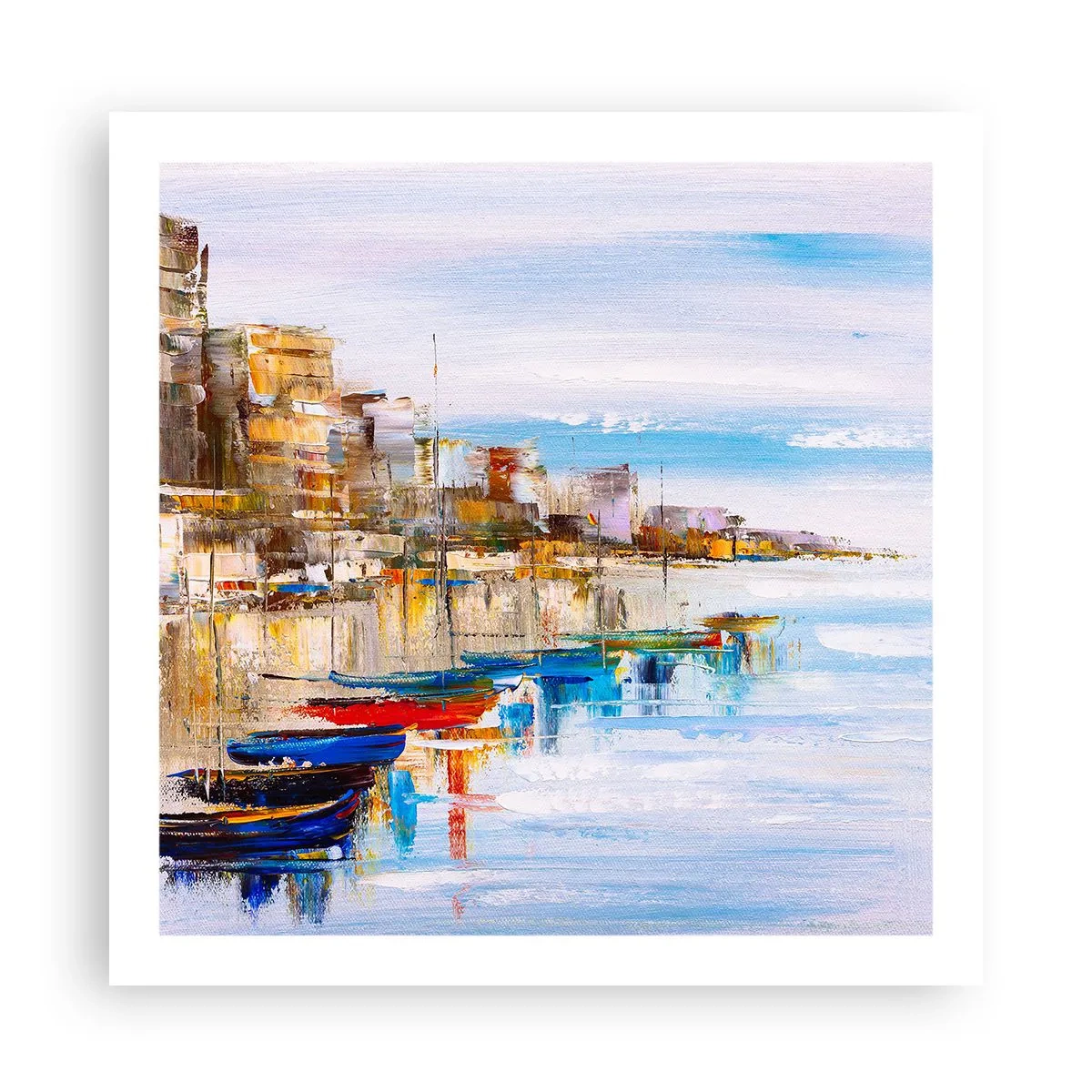 Affisch - Flerfärgad urban hamn - 60x60 cm