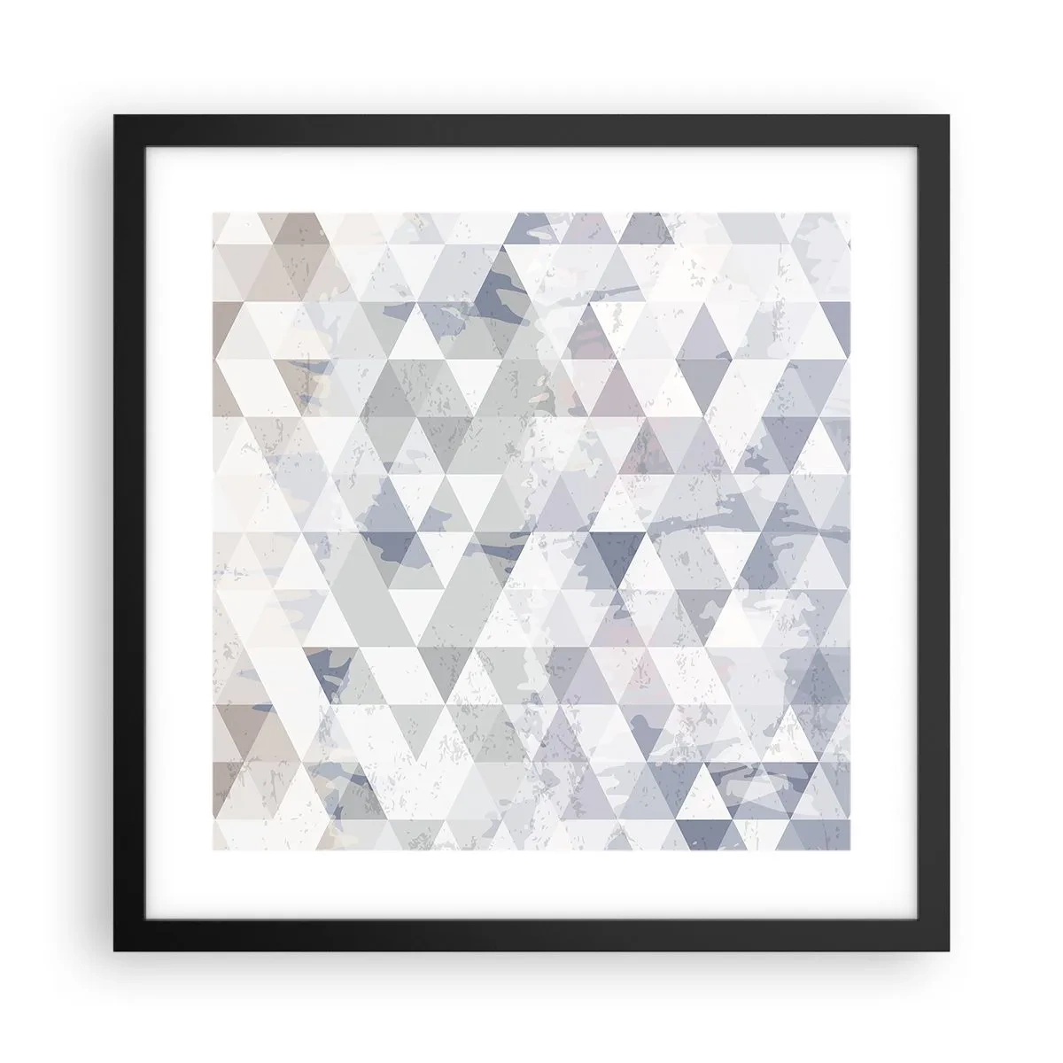 Affisch i svart ram - Trianglar - 40x40 cm