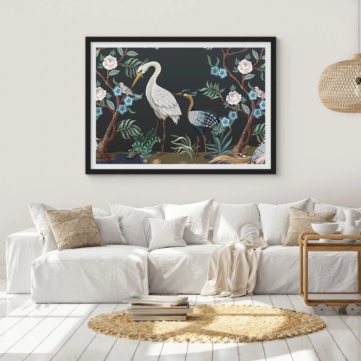 Affisch i svart ram - Fågelparad - 100x70 cm