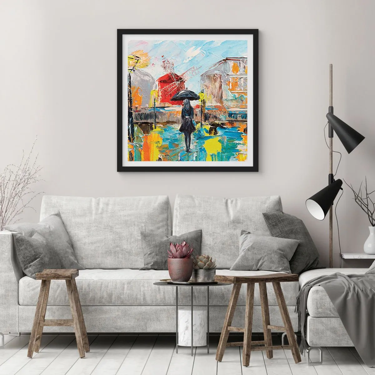 Affisch i svart ram - Parislegender - 50x50 cm