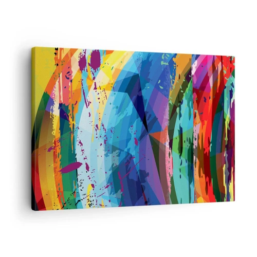 Canvastavla - Bild på duk - Färgglad abstraktion i dynamiska mönster och former - 70x50cm - Färgglad yrsel - Modern väggdekoration för vardagsrum och sovrum ARTTOR