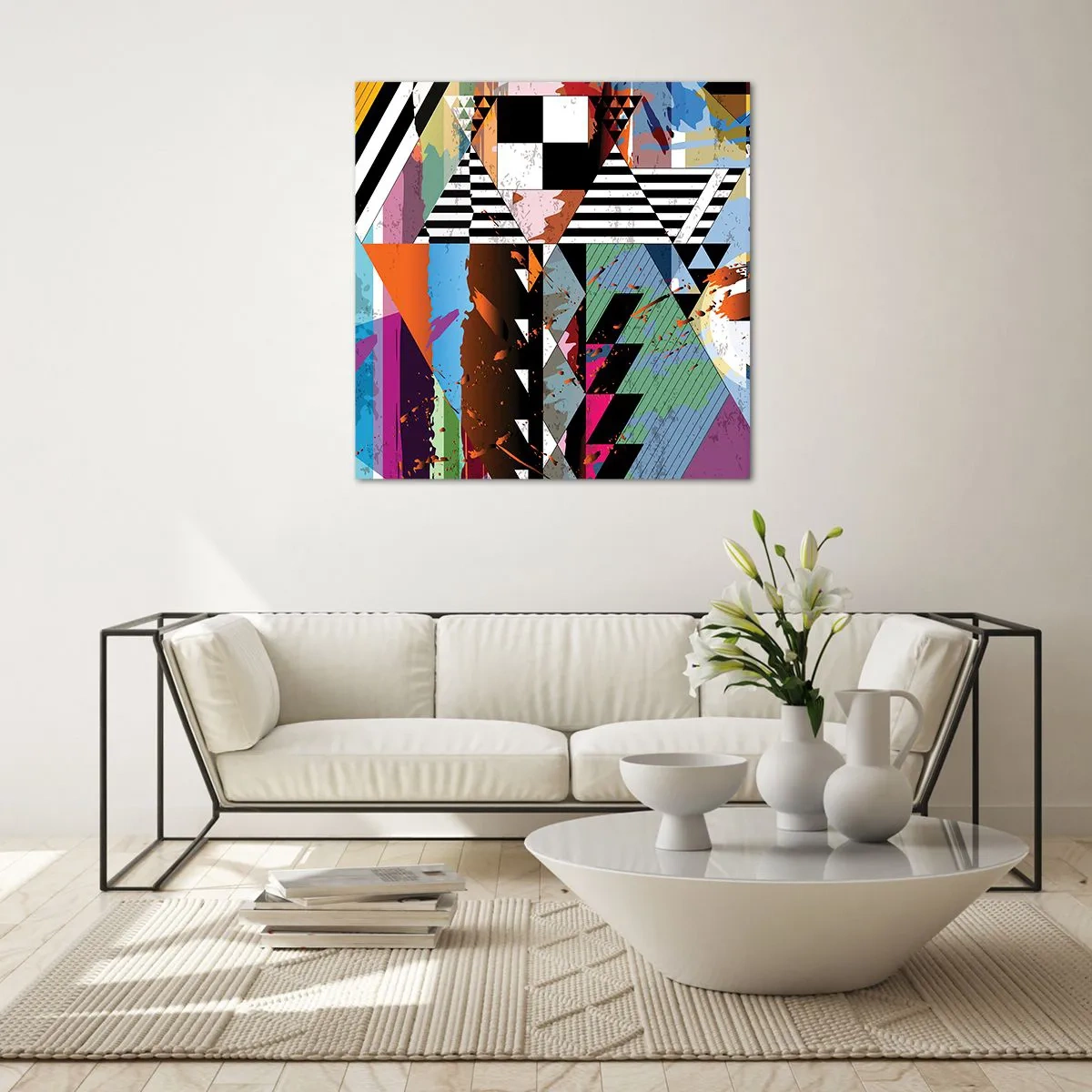 Glastavla - Bild på glas - Geometriskt och organiskt - 30x30 cm