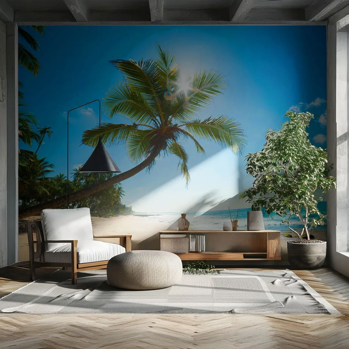 Fototapet Standard Eco - Visa inte för någon - Landskap, Strand, Kokosnötspalm - 350x256 cm