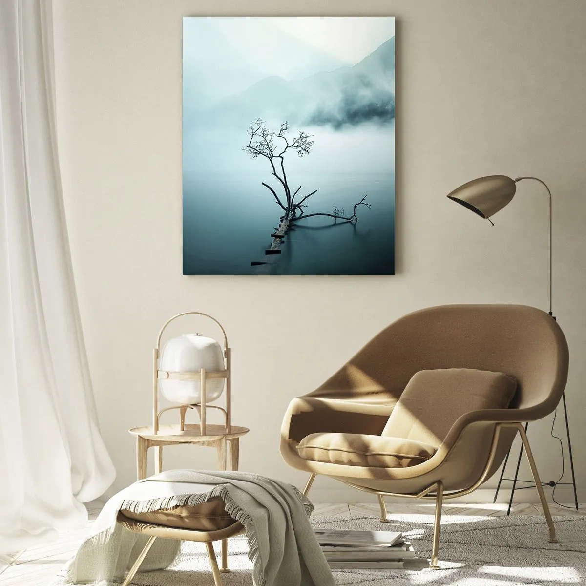 Glastavla - Bild på glas - Ut ur vatten och dimma - 50x70 cm
