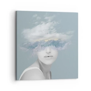 Canvastavla - Bild på duk - Med huvudet i molnen - 70x70 cm