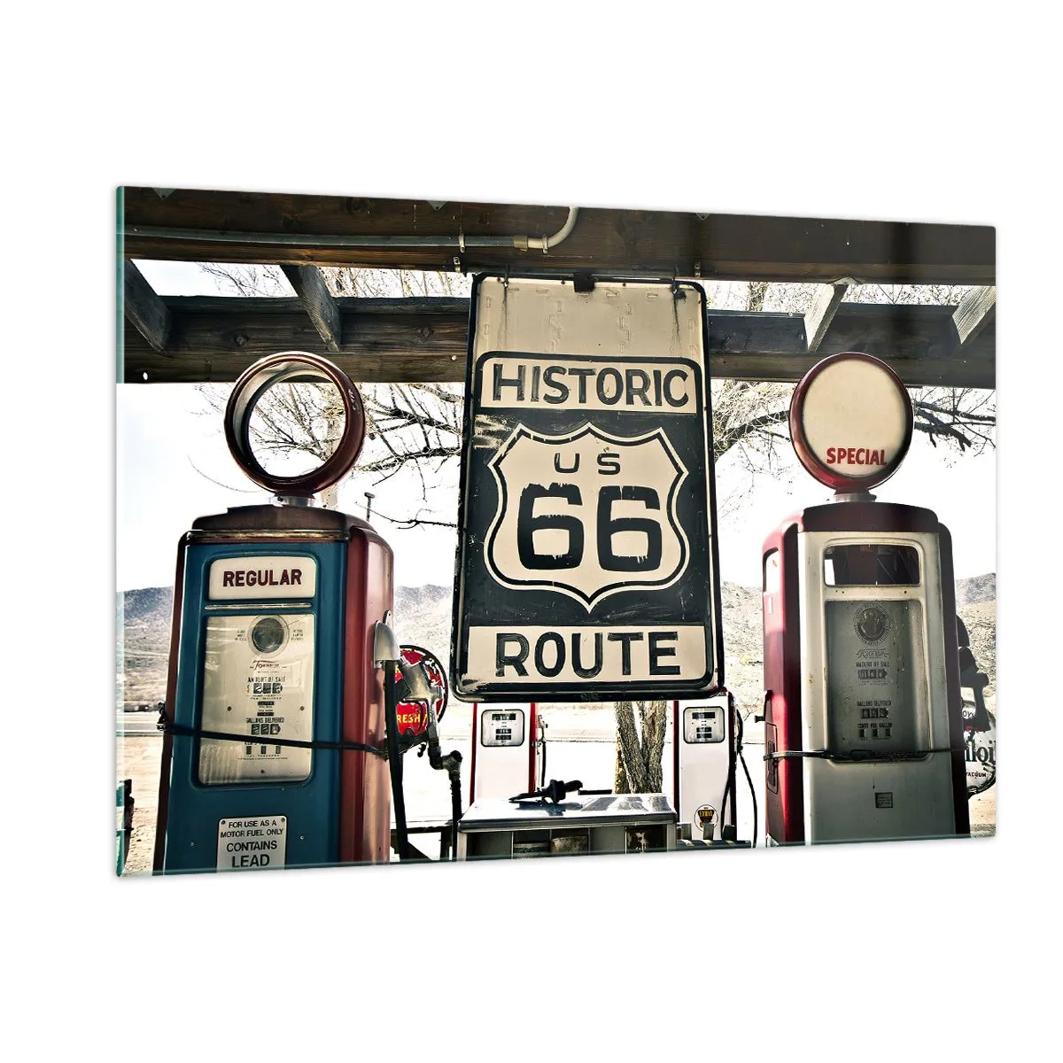 Glastavla - Bild på glas - Amerikansk retroresa - 120x80 cm