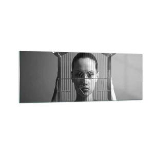 Glastavla - Bild på glas - Något surrealistisk porträtt - 140x50 cm