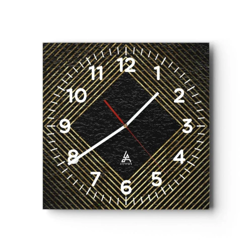 Väggklocka - Klocka på glas - Geometri i glamourstil - 40x40 cm