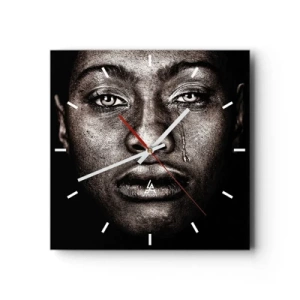 Väggklocka - Klocka på glas - En tår - 40x40 cm