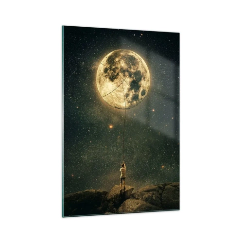 Glastavla - Bild på glas - En man som stal månen - 70x100 cm