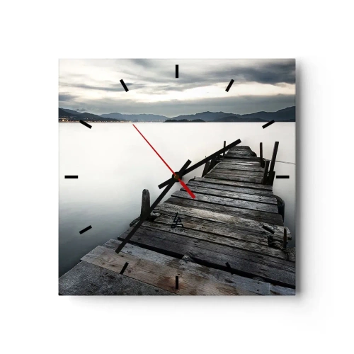 Väggklocka - Klocka på glas - Doppa sig i lugnet - 30x30 cm