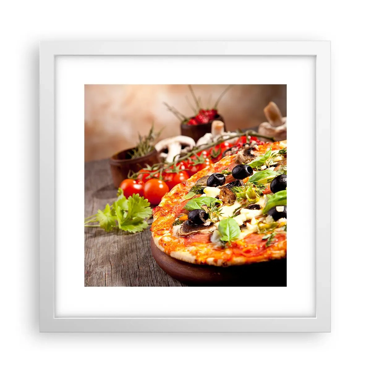 Affisch i vit ram - Ingredienser ur jorden - 30x30 cm