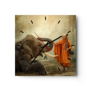 Väggklocka - Klocka på glas - Ett möte under resan - 30x30 cm