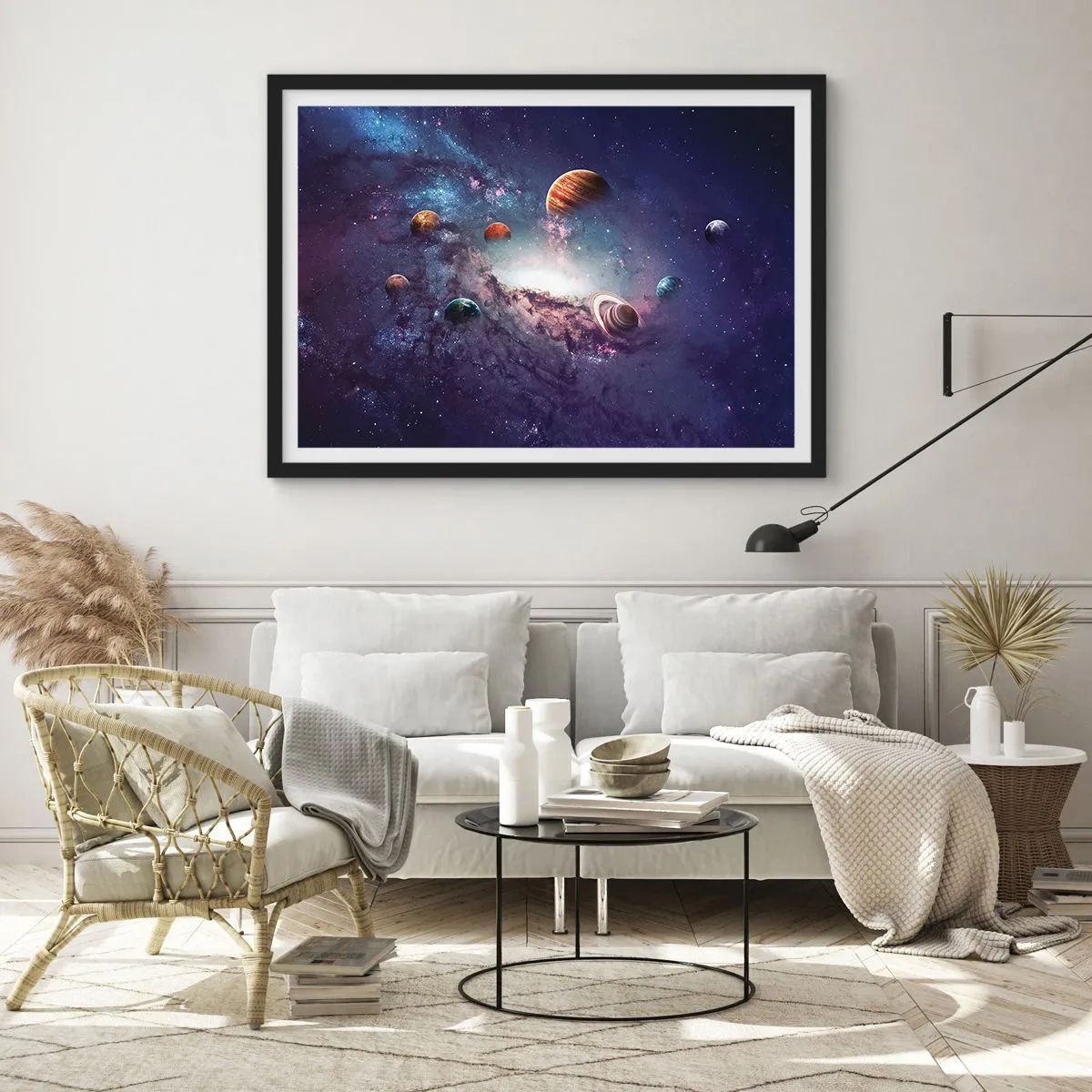 Affisch i svart ram - Sol- och danssystem - 91x61 cm