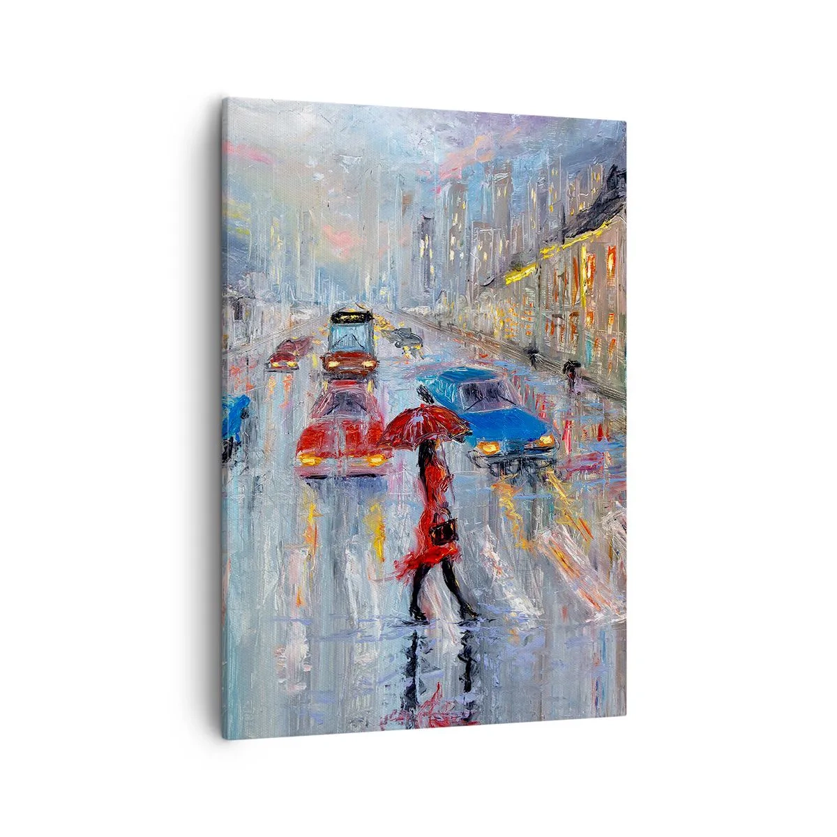Canvastavla - Bild på duk - Regnig eftermiddag i staden - 50x70 cm