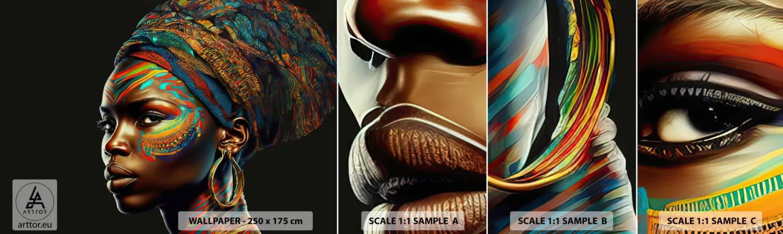 Fototapet Prov Standard Eco - Afrikansk drottning - Turban, Stammar, afroamerikan - 100x30 cm