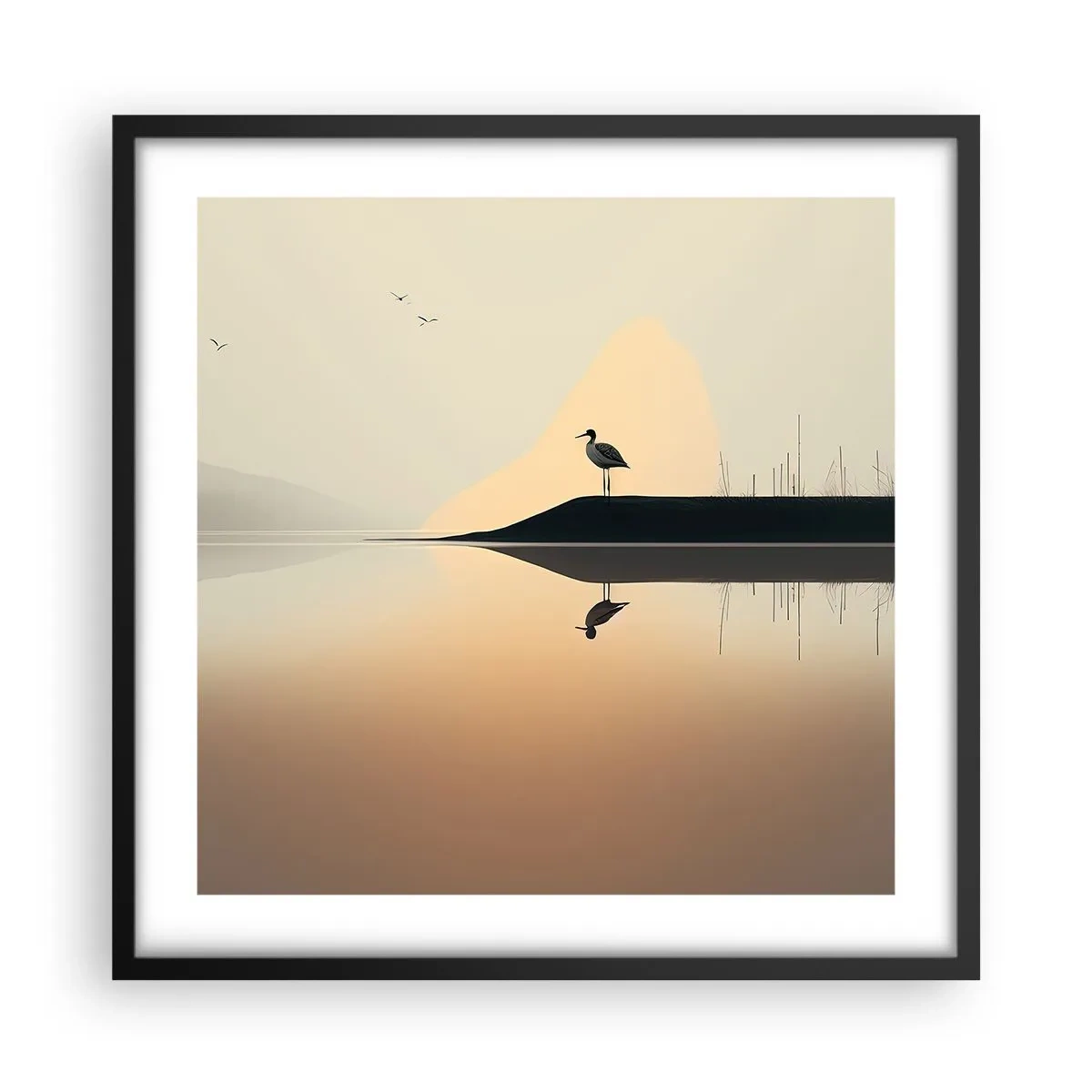 Affisch i svart ram - Herre på sjön - 50x50 cm