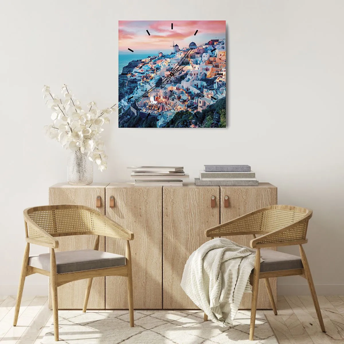 Väggklocka - Klocka på glas - Din stora grekiska semester - 30x30 cm