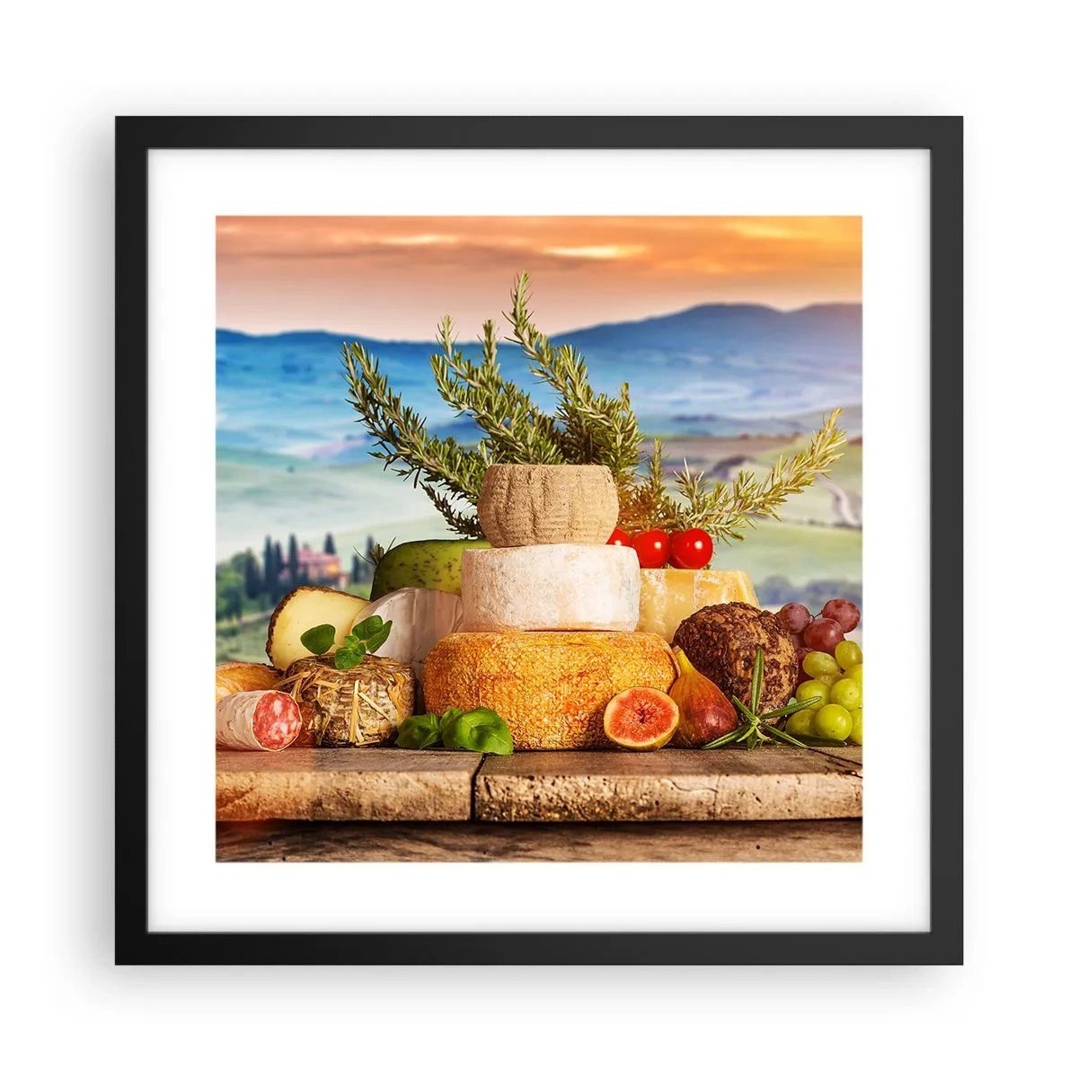 Affisch i svart ram - Italiensk livsglädje - 40x40 cm