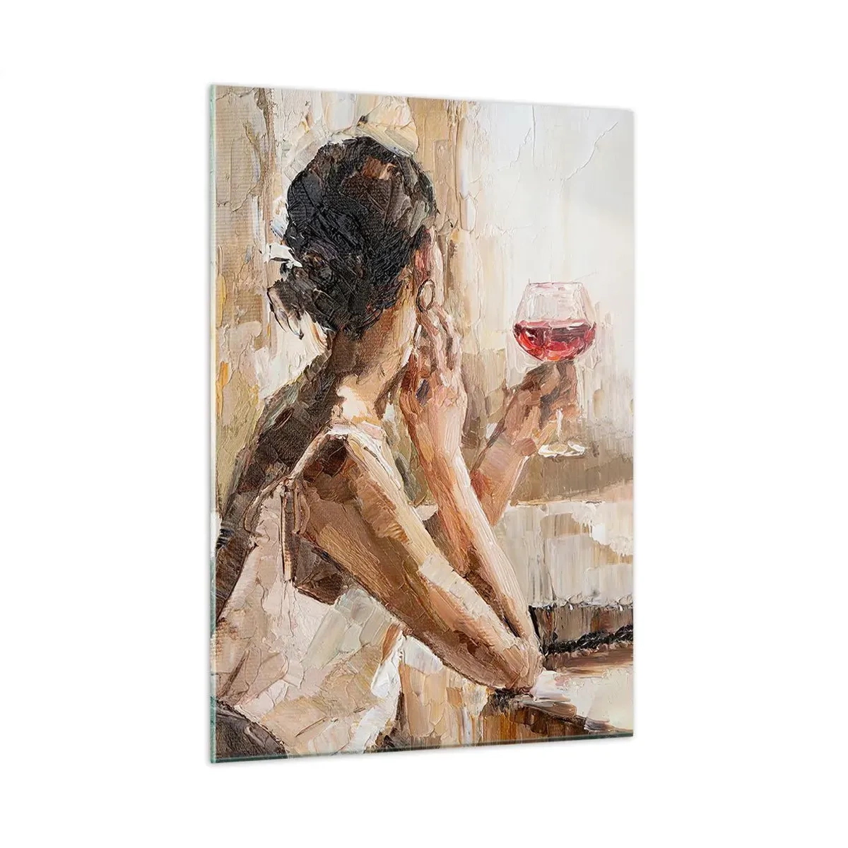 Glastavla - Bild på glas - Smaken av ett gott ögonblick - 50x70 cm