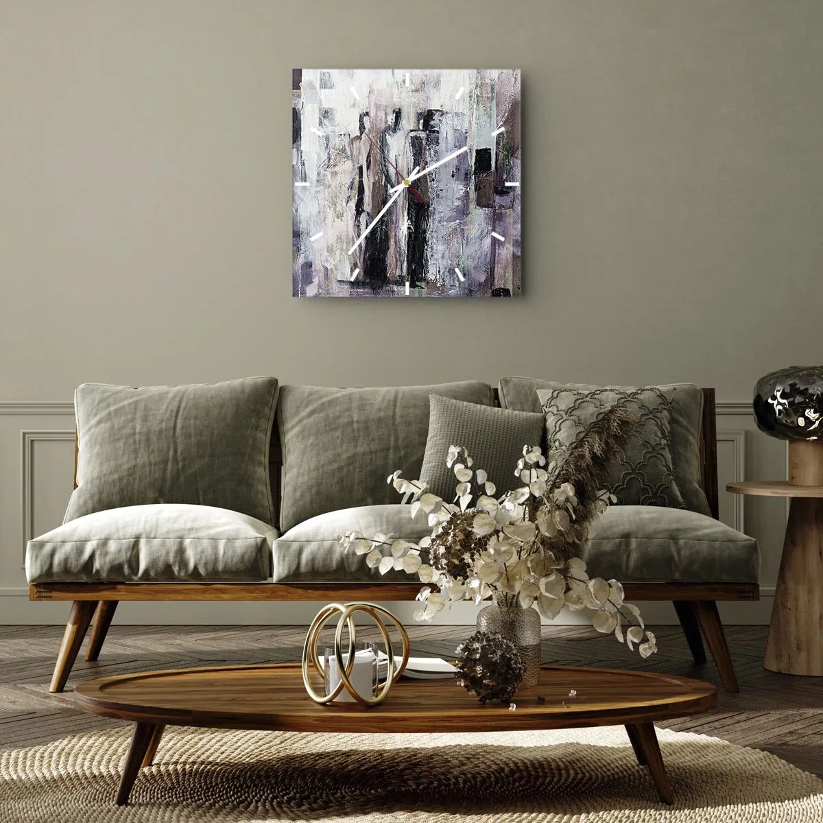 Väggklocka - Klocka på glas - De mystiska tre - 40x40 cm