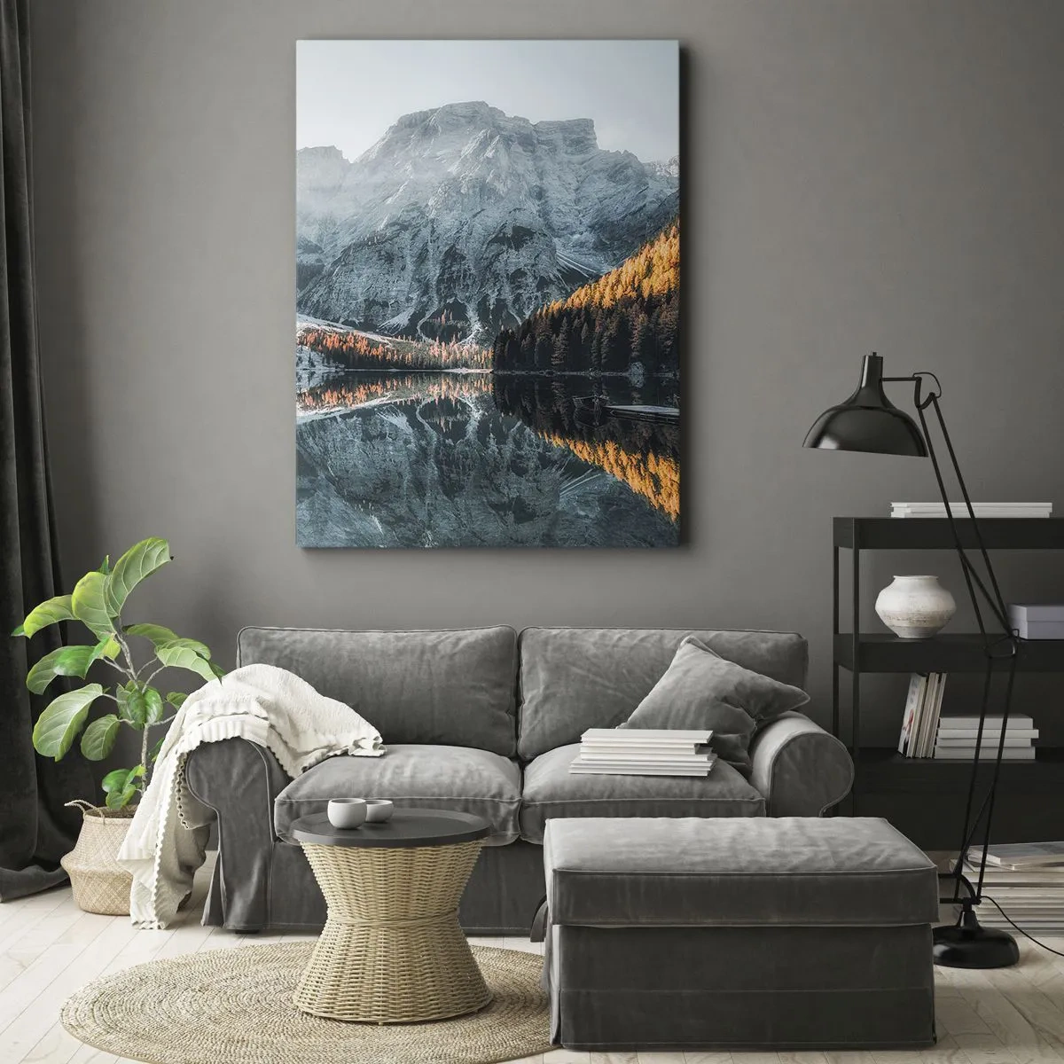 Canvastavla - Bild på duk - Spegellandskap - 45x80 cm
