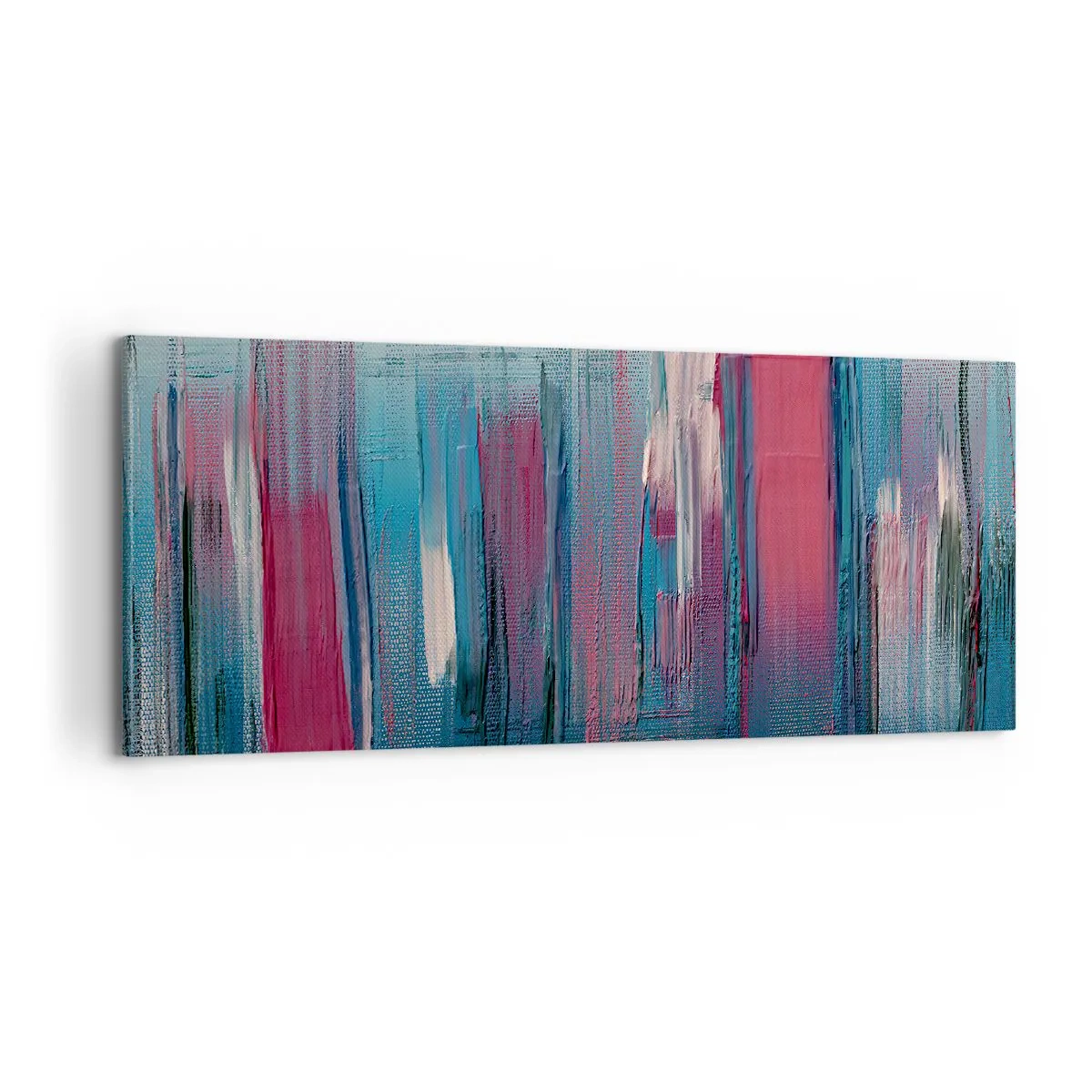 Canvastavla - Bild på duk - Vertikal komposition i blått och rött - 100x40 cm