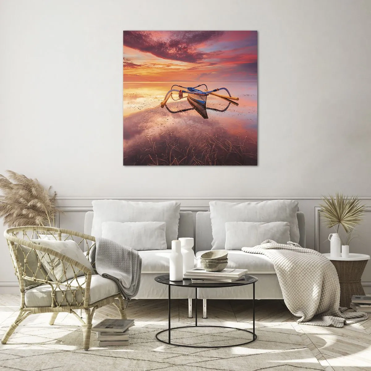 Glastavla - Bild på glas - Tropiska kvällens lugn - 30x30 cm