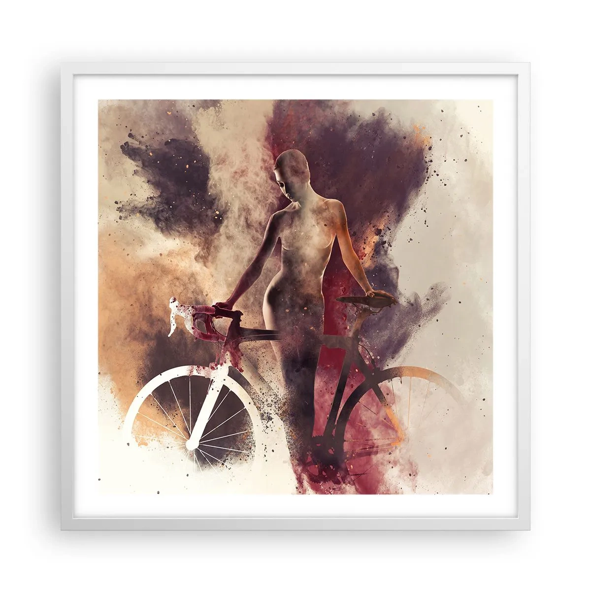 Affisch i vit ram - Cyklelsjäl i marmorform - 60x60 cm