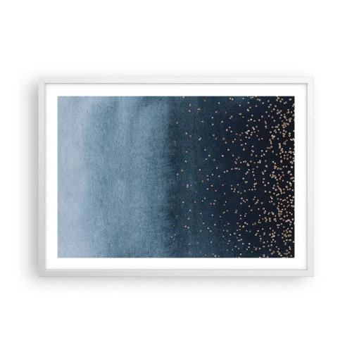 Affisch i vit ram - Komposition – blåa faser - 70x50 cm