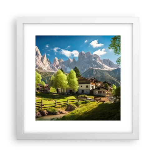 Affisch i vit ram - Alpin idyll - 30x30 cm