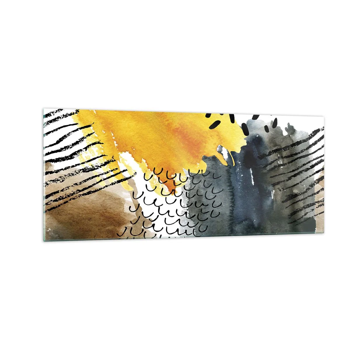 Glastavla - Bild på glas - Elementens möte - 100x40 cm