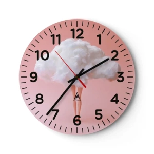 Väggklocka - Klocka på glas - Söt utfästelse - 40x40 cm