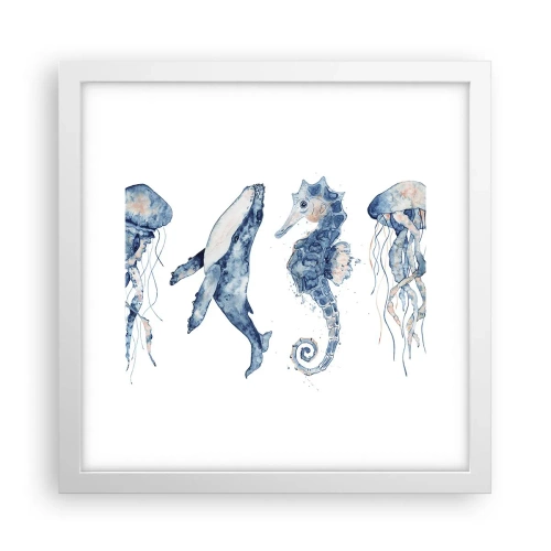 Affisch i vit ram - Havets under - 30x30 cm