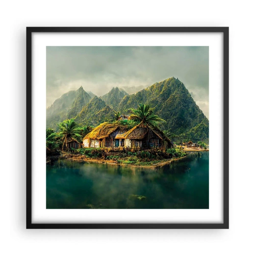 Affisch i svart ram - Tropiskt paradis - 50x50 cm