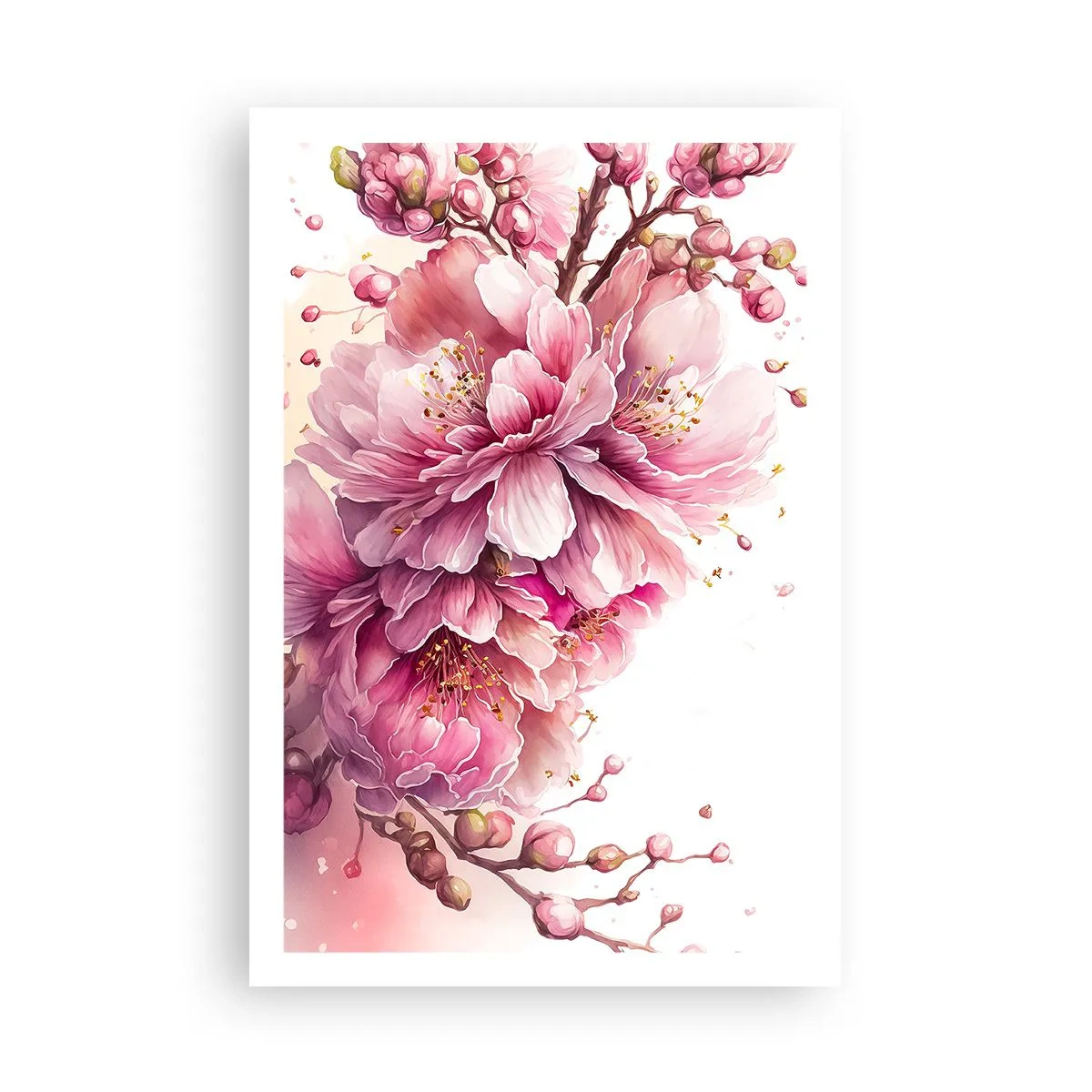 Affisch - Blommande körsbärsblomma - 61x91 cm