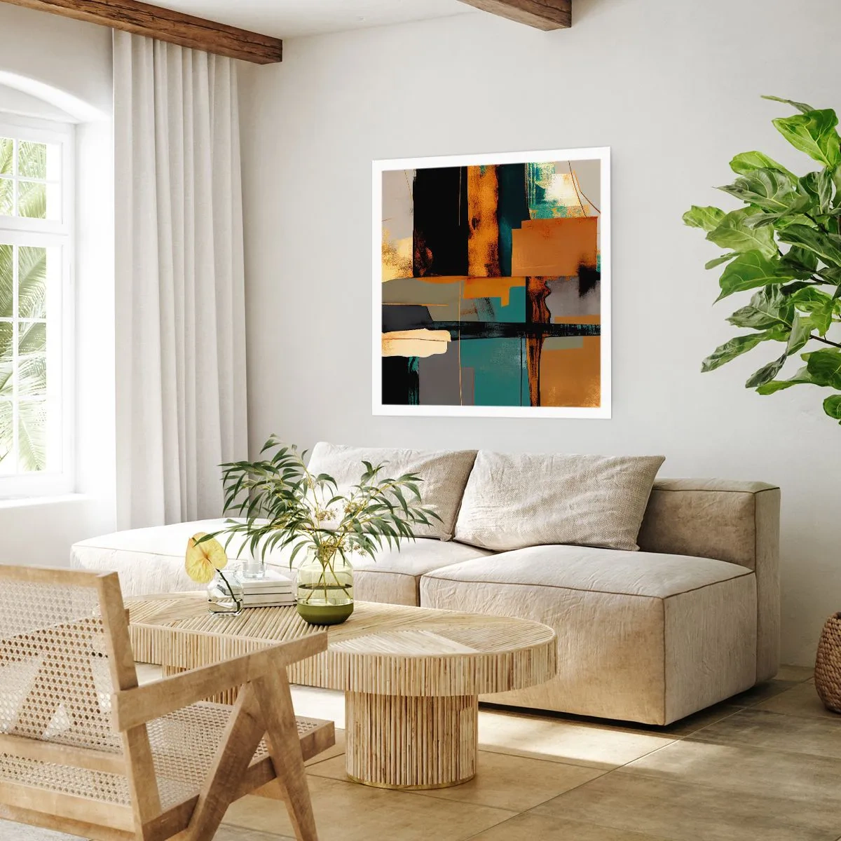 Affisch - Abstraktion - ljus och skugga - 60x60 cm