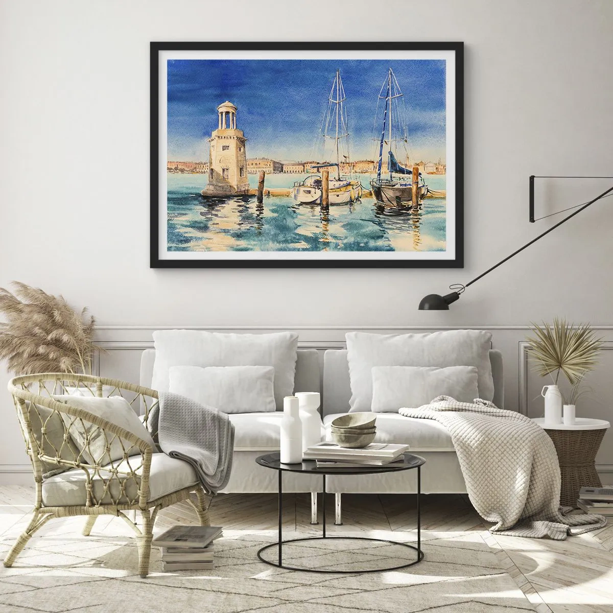 Affisch i svart ram - Solig lagun - 70x50 cm