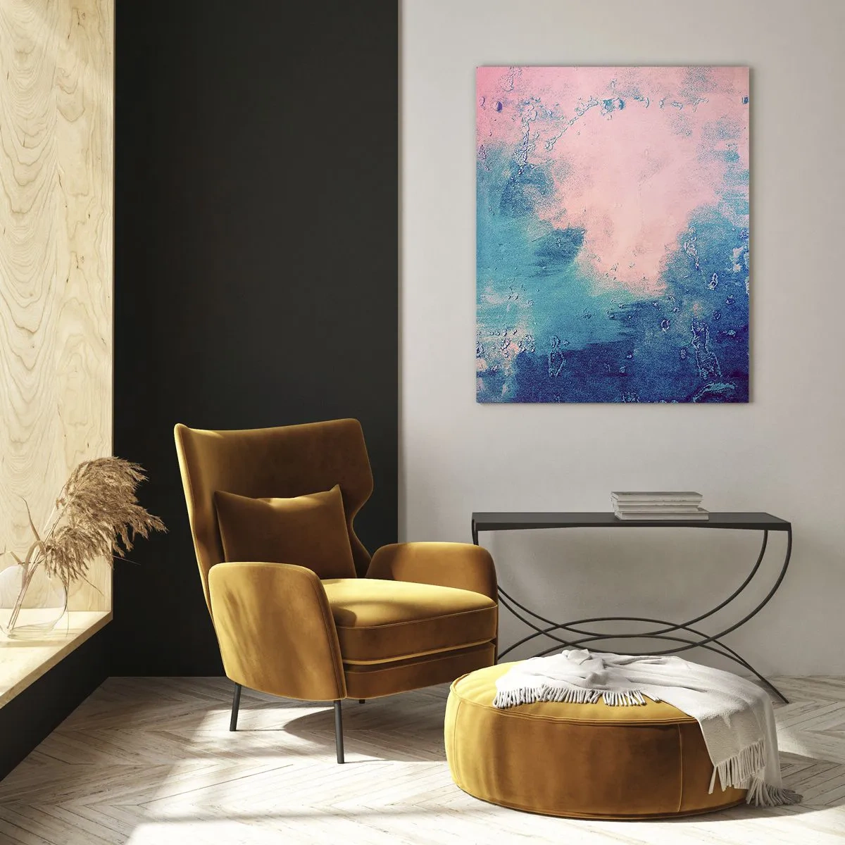 Glastavla - Bild på glas - Blåa famnar - 50x70 cm