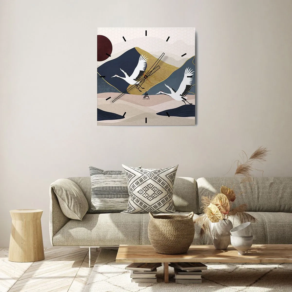 Väggklocka - Klocka på glas - Nästa dag FLUGIT iväg - 40x40 cm