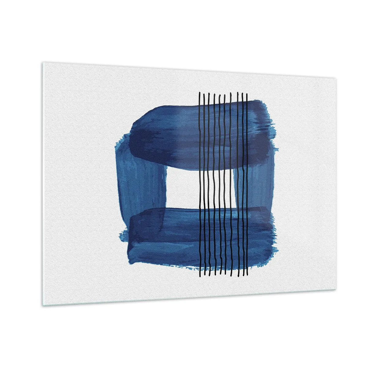 Glastavla - Bild på glas - Svart-blå komposition - 100x70 cm