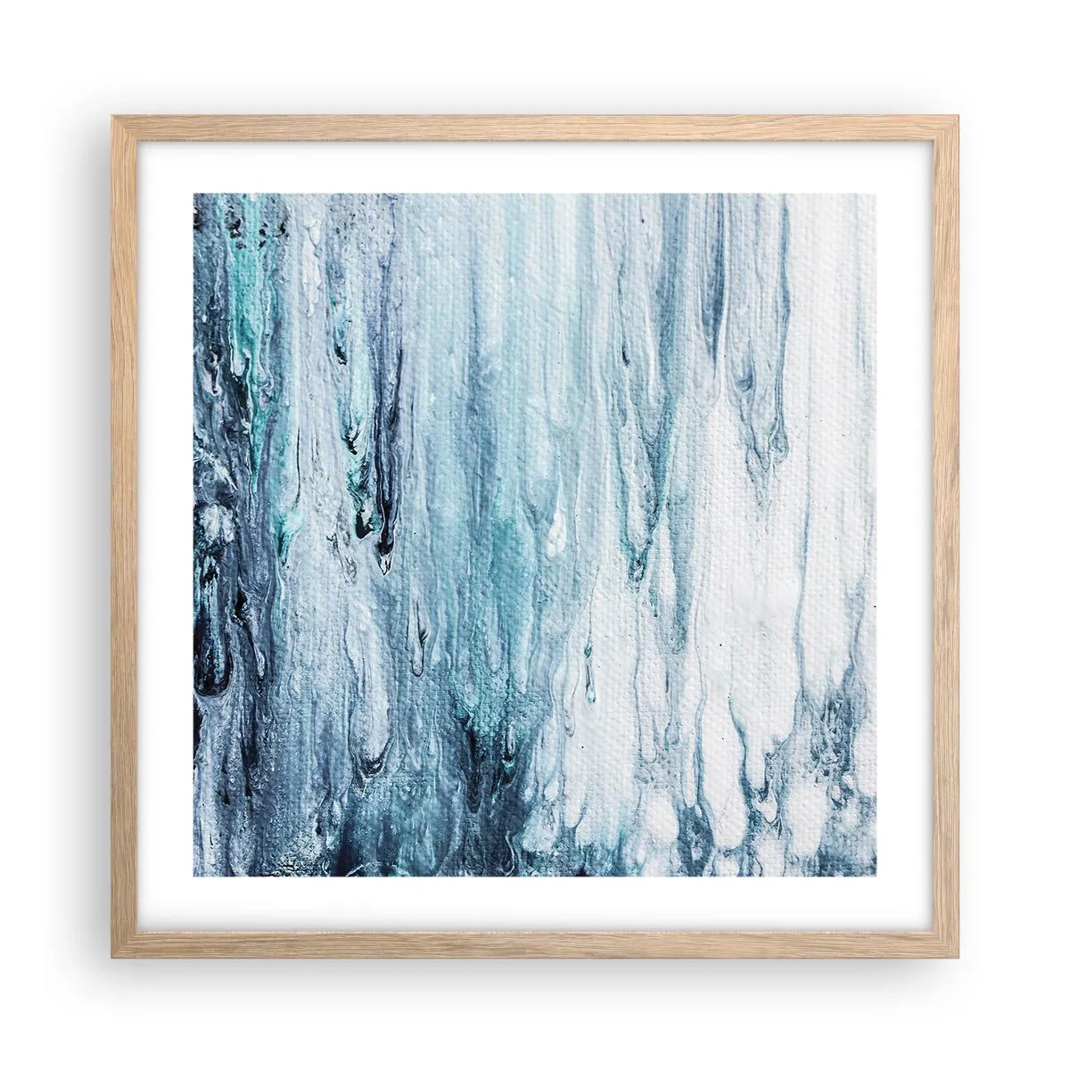 Affisch i ram av ljusek - Blåa istappar - 50x50 cm