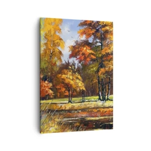 Canvastavla - Bild på duk - Landskap i guld och brons - 50x70 cm