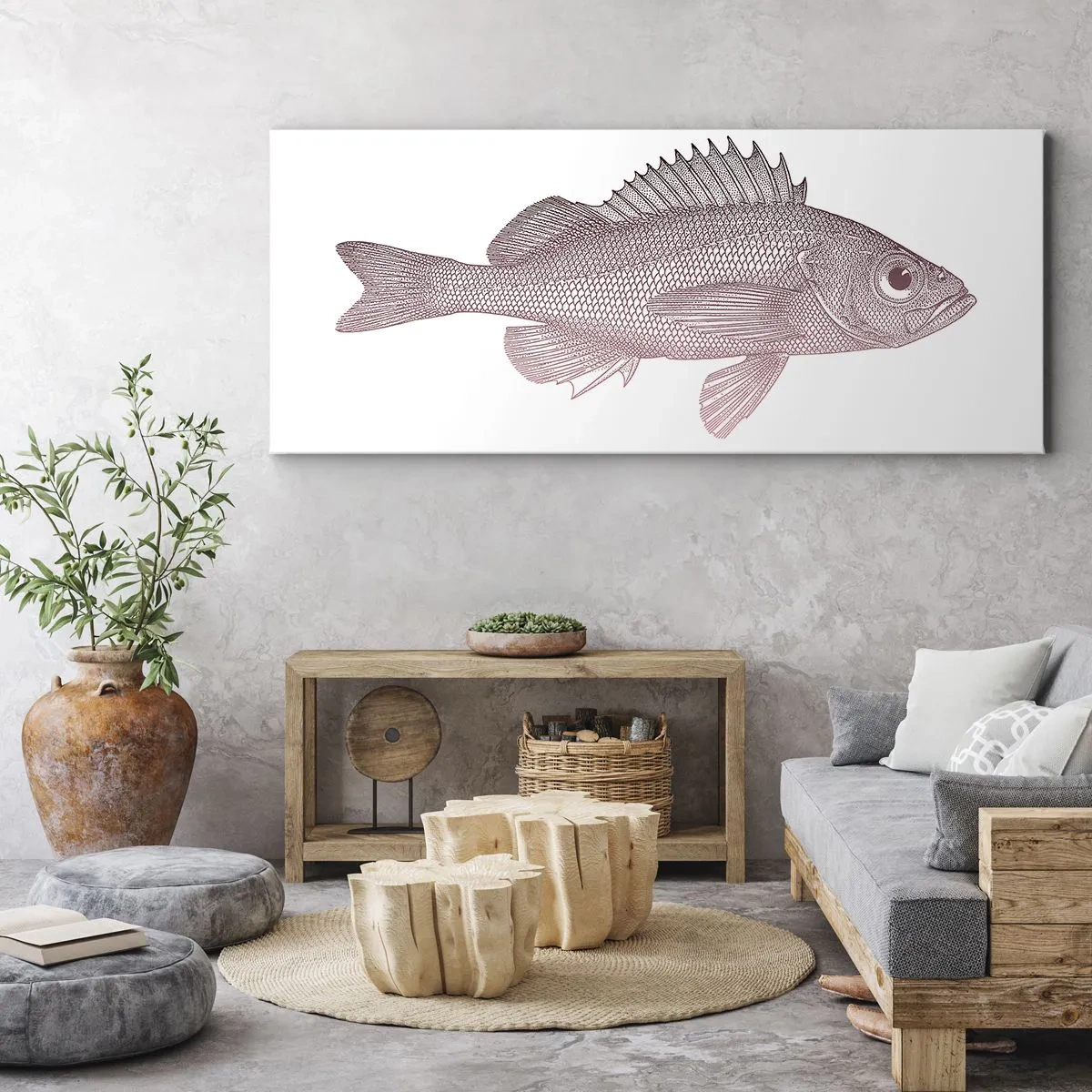 Canvastavla - Bild på duk - Storögd fisk - 120x50 cm