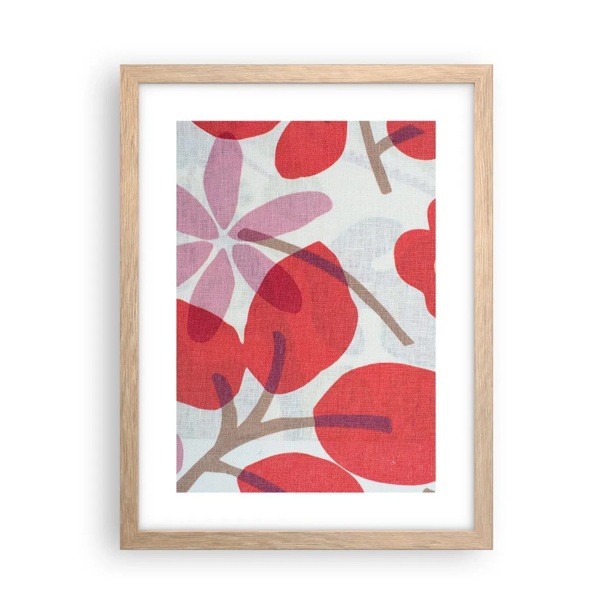 Affisch i ram av ljusek - Blomsterkomposition i rosa - 30x40 cm