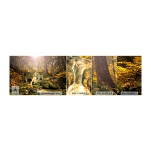 Fototapet Prov Standard Eco - Skogkaskad i grönt - Landskap, Vattenfall, Skog - 100x30 cm