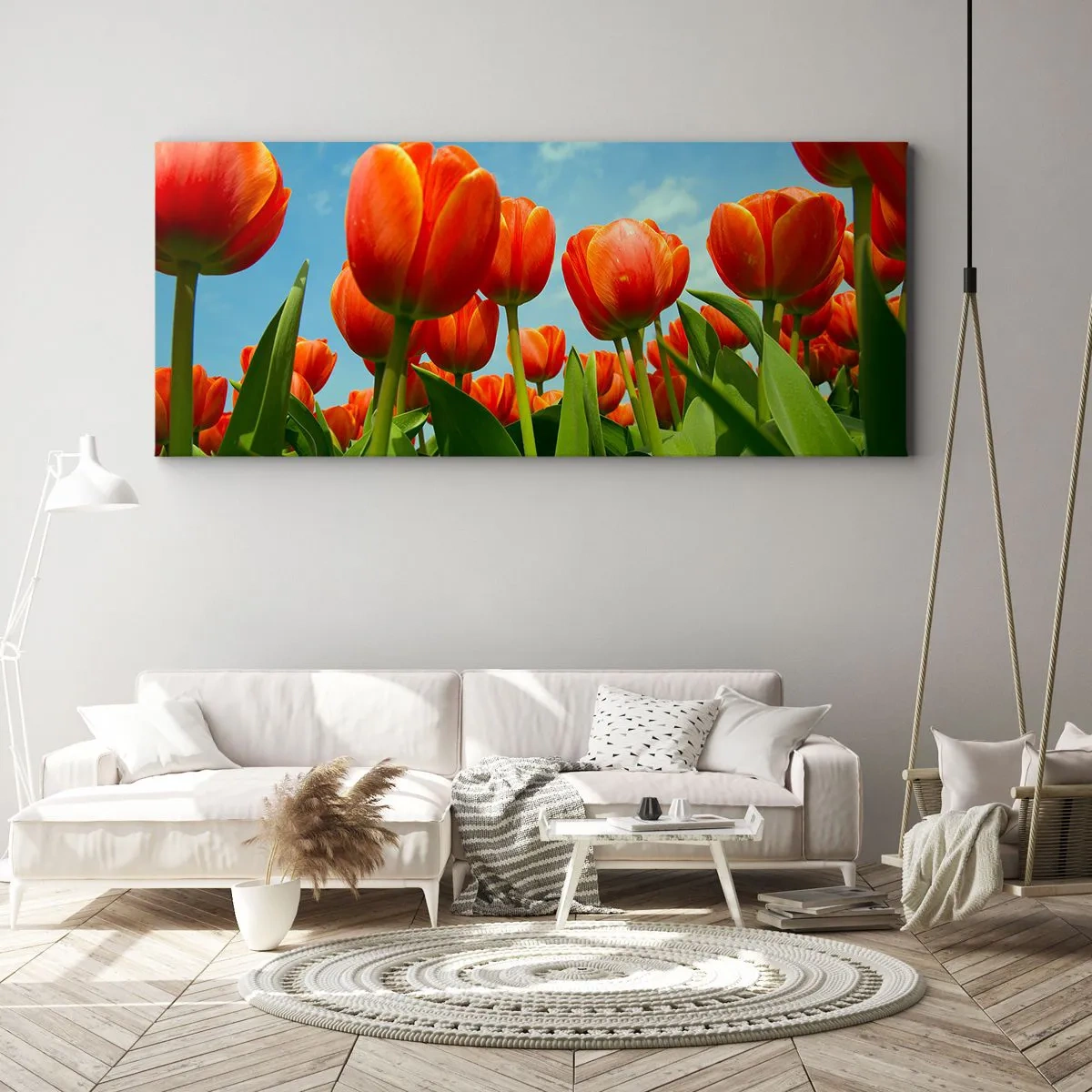 Canvastavla - Bild på duk - Förutom blå himmel behöver vi inget annat i livet - 90x30 cm