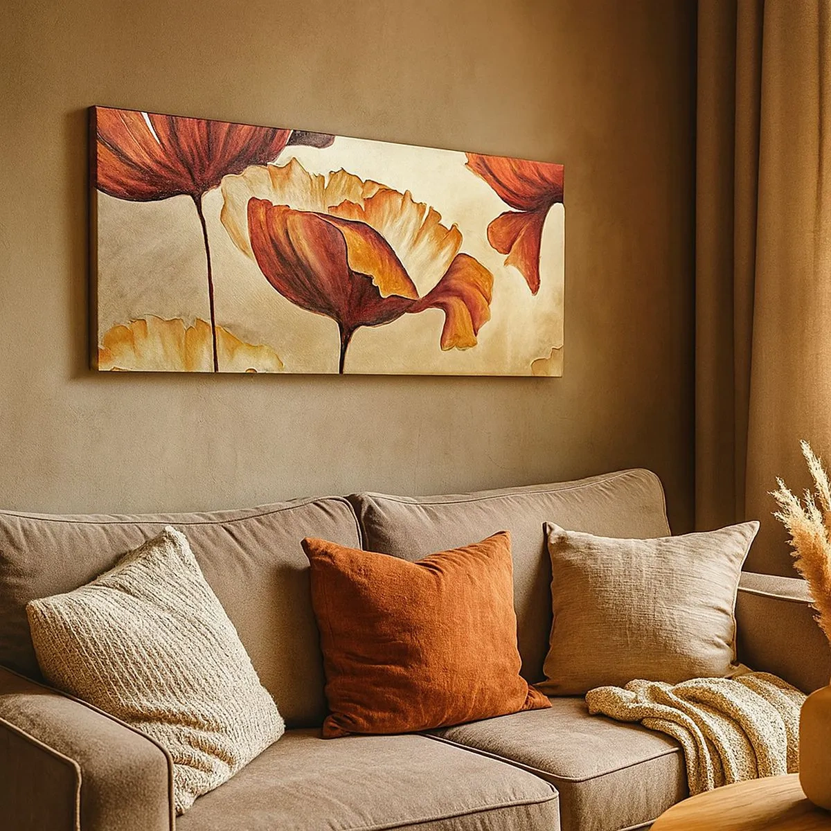 Canvastavla - Bild på duk - Ängsblommor - 100x40 cm